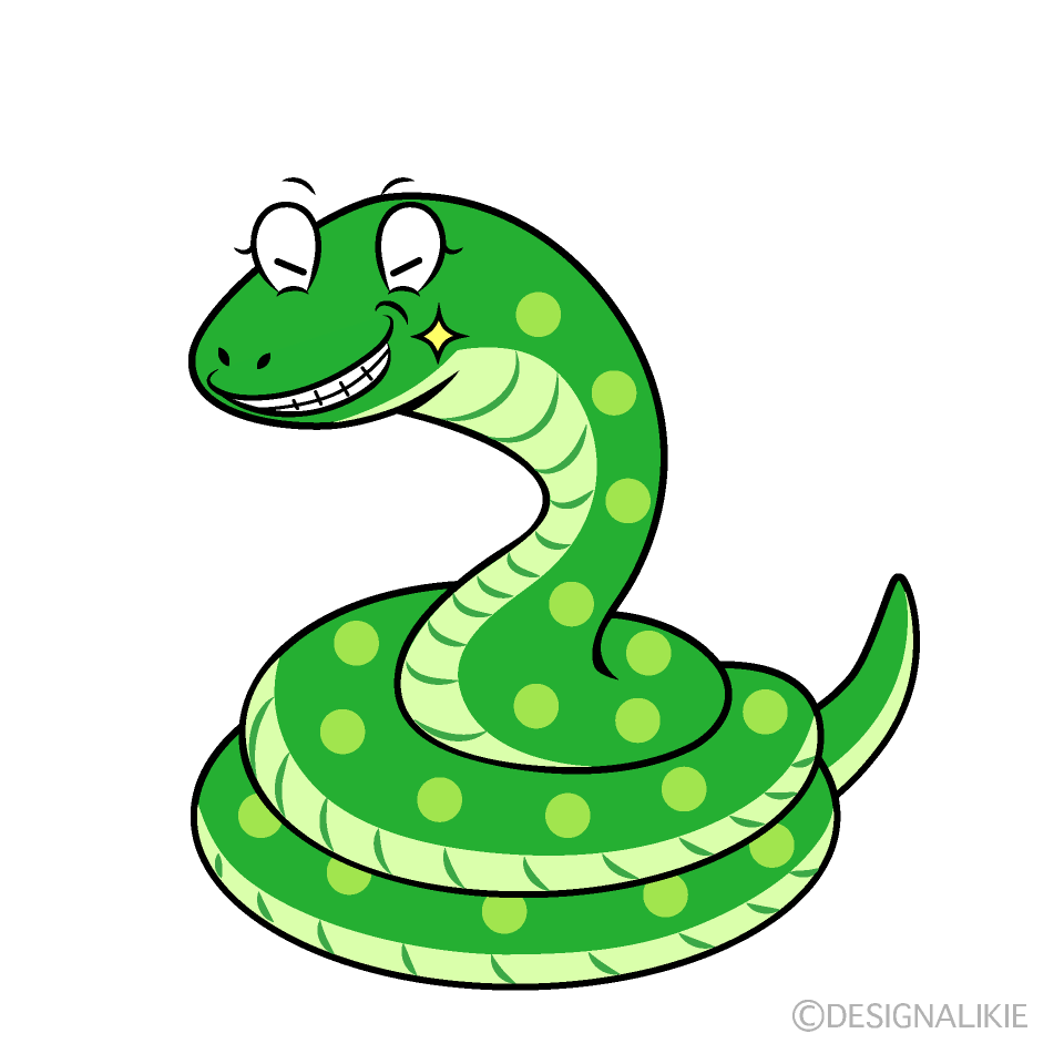 Grinning Green Snake Cartoon Character Image