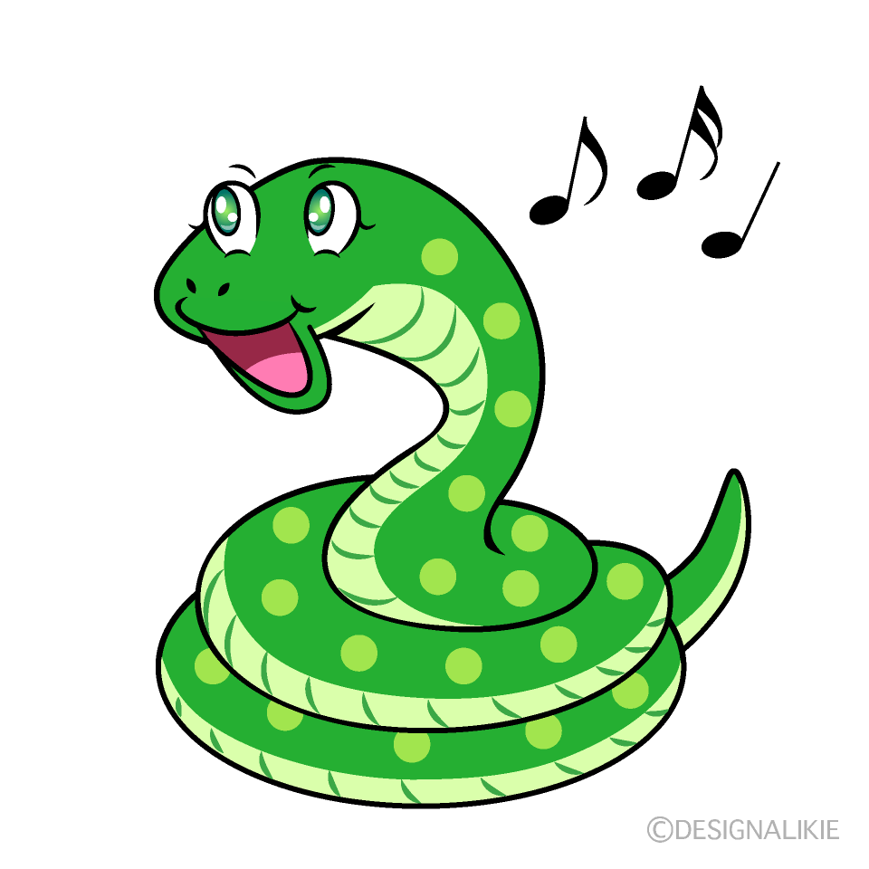 Singing Green Snake Cartoon Character Image