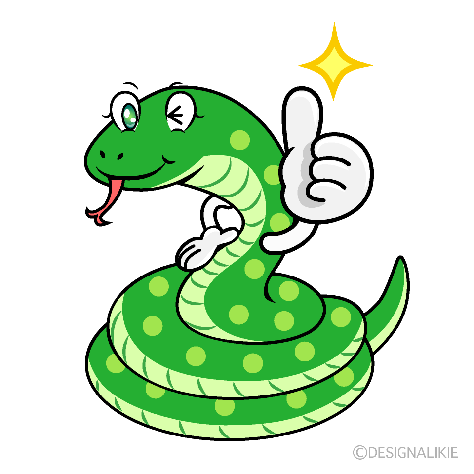 Thumbs up Green Snake Cartoon Character Image