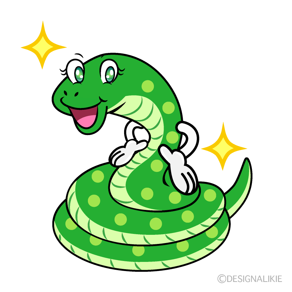 Glitter Green Snake Cartoon Character Image