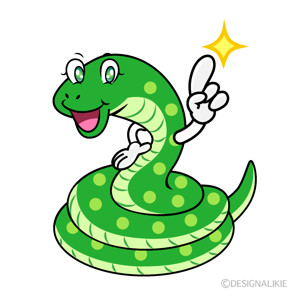 Posing Green Snake Cartoon Character Image