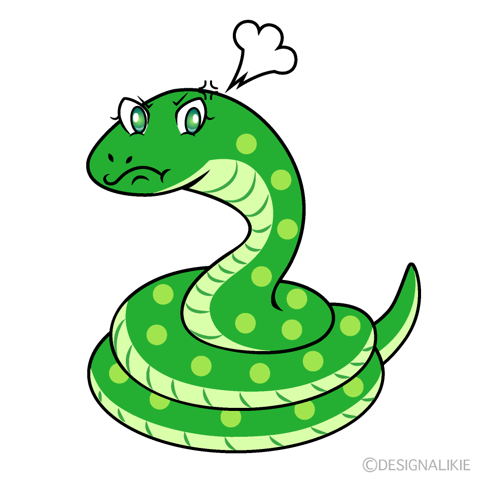 Angry Green Snake Cartoon Character Image