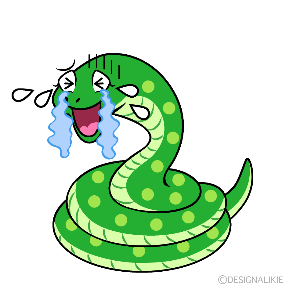 Crying Green Snake Cartoon Character Image