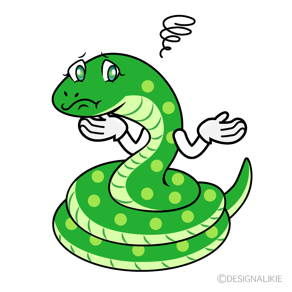 Troubled Green Snake Cartoon Character Image