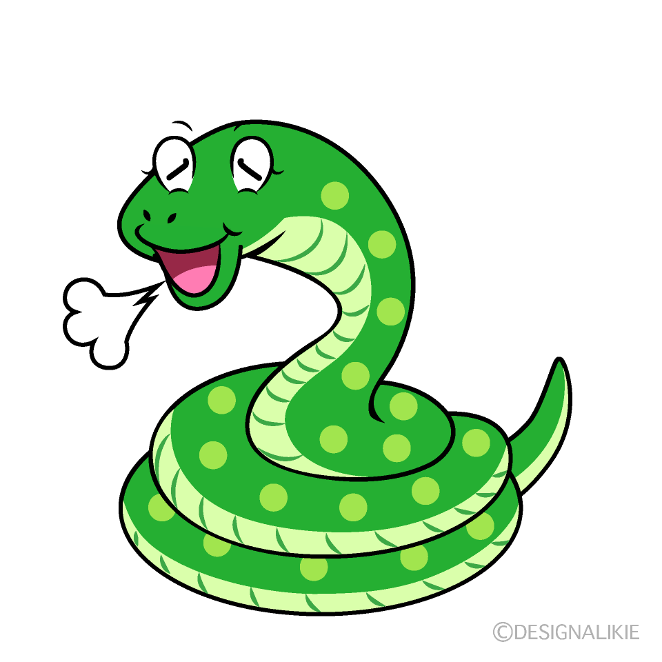 Relaxing Green Snake Cartoon Character Image