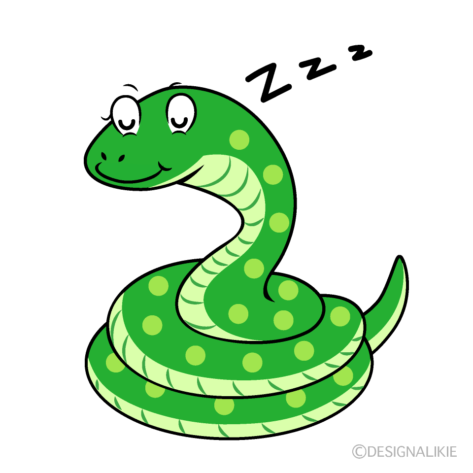 Sleeping Green Snake Cartoon Character Image