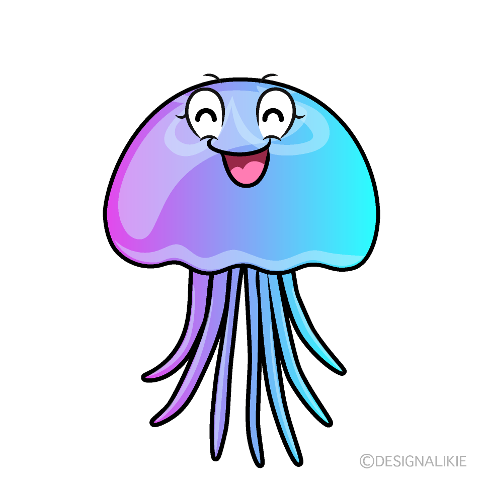 Smiling Pastel Jellyfish Cartoon Character Image