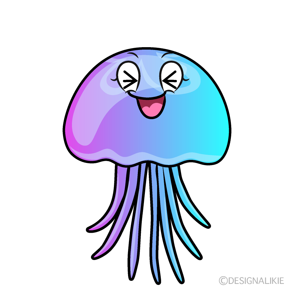 Laughing Pastel Jellyfish Cartoon Character Image