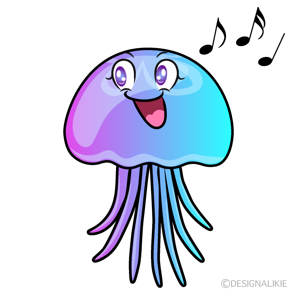 Singing Pastel Jellyfish Cartoon Character Image