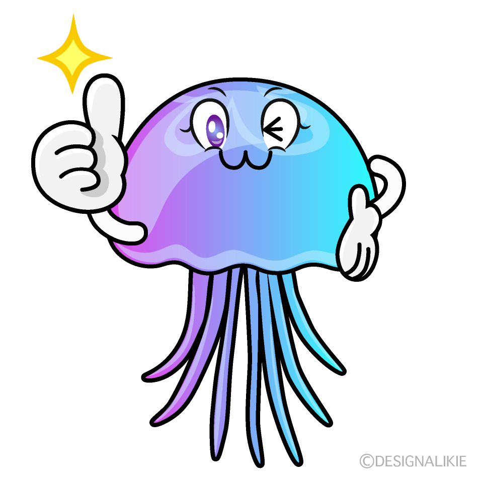 Thumbs up Pastel Jellyfish Cartoon Character Image