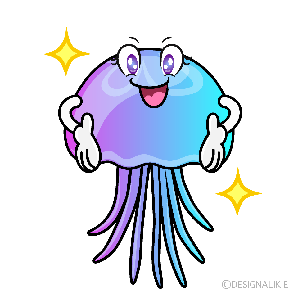 Glitter Pastel Jellyfish Cartoon Character Image