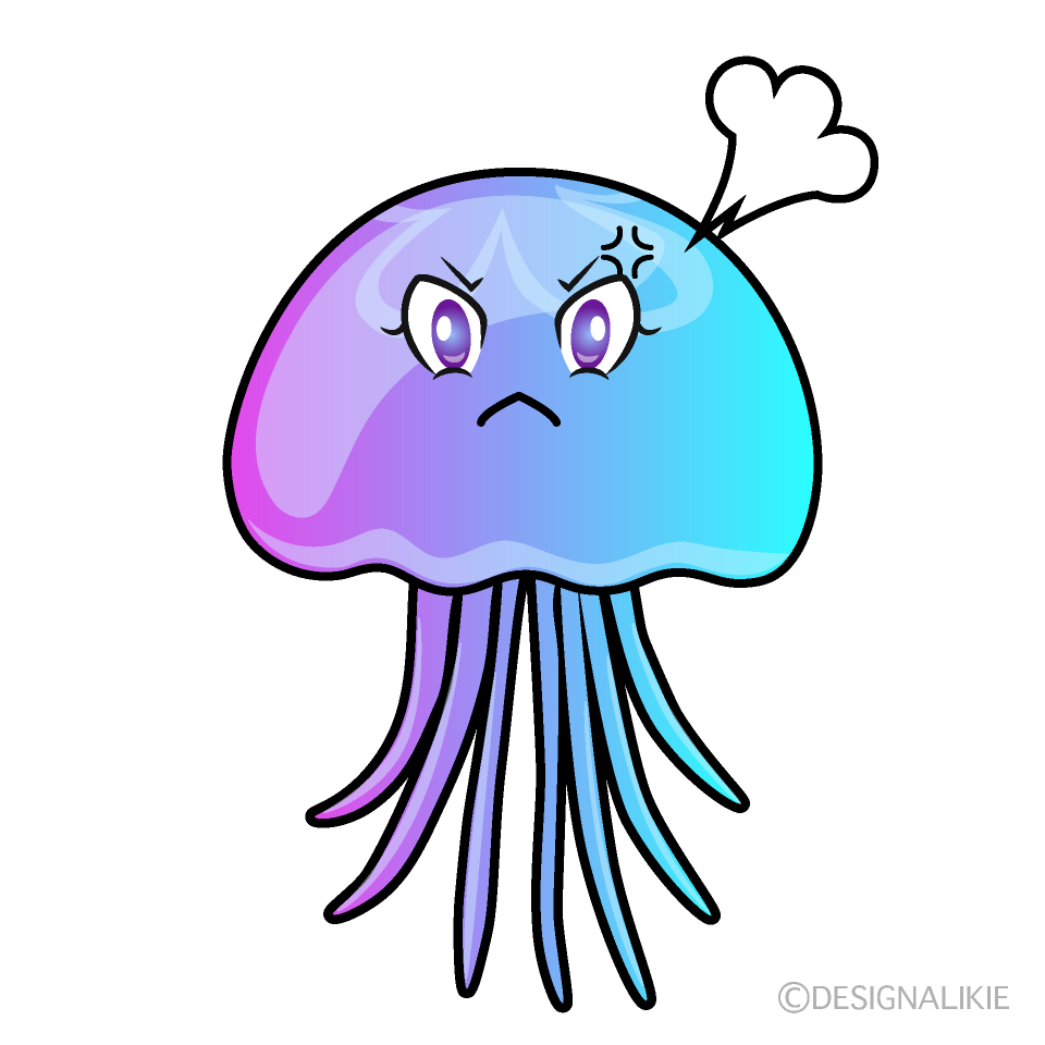 Angry Pastel Jellyfish Cartoon Character Image