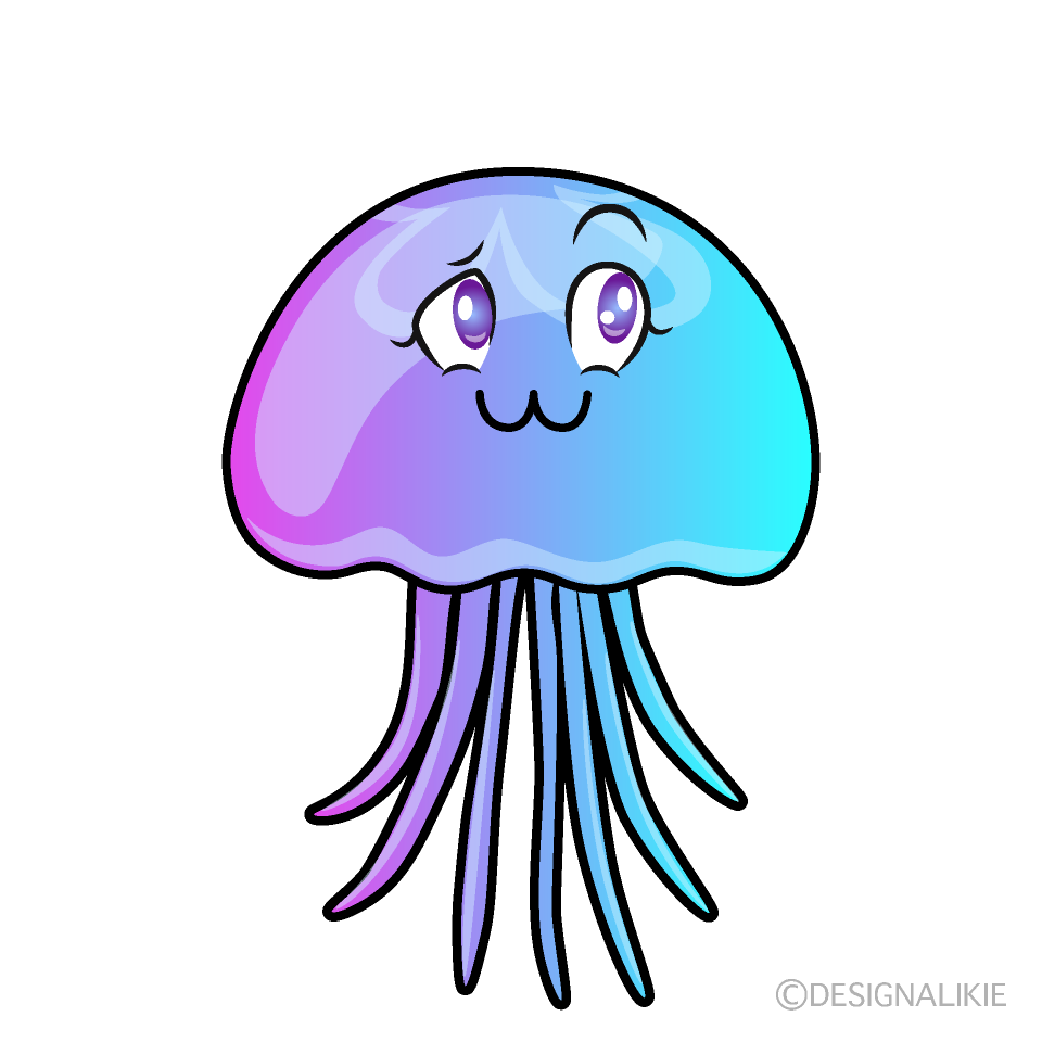 Thinking Pastel Jellyfish Cartoon Character Image