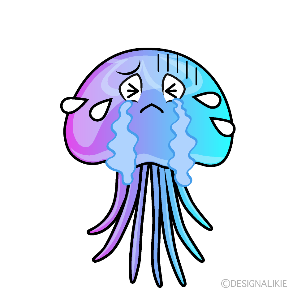 Crying Pastel Jellyfish Cartoon Character Image