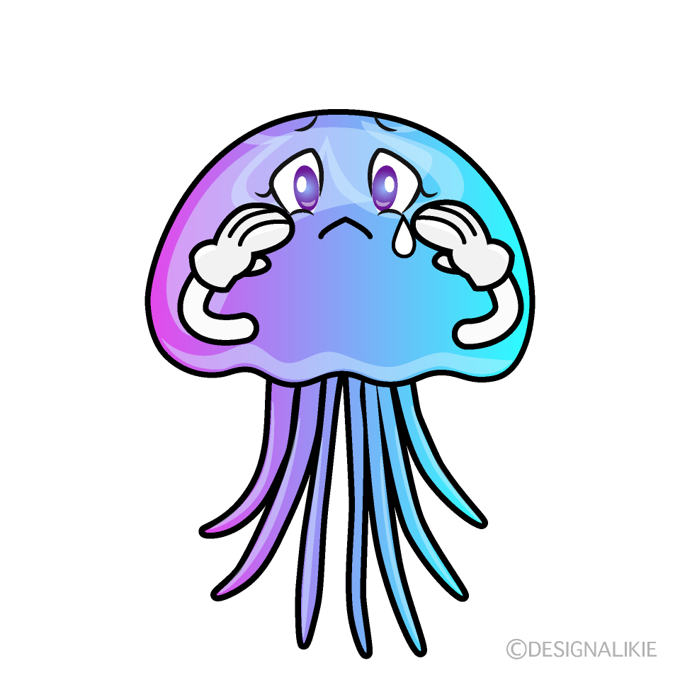 Sad Pastel Jellyfish Cartoon Character Image