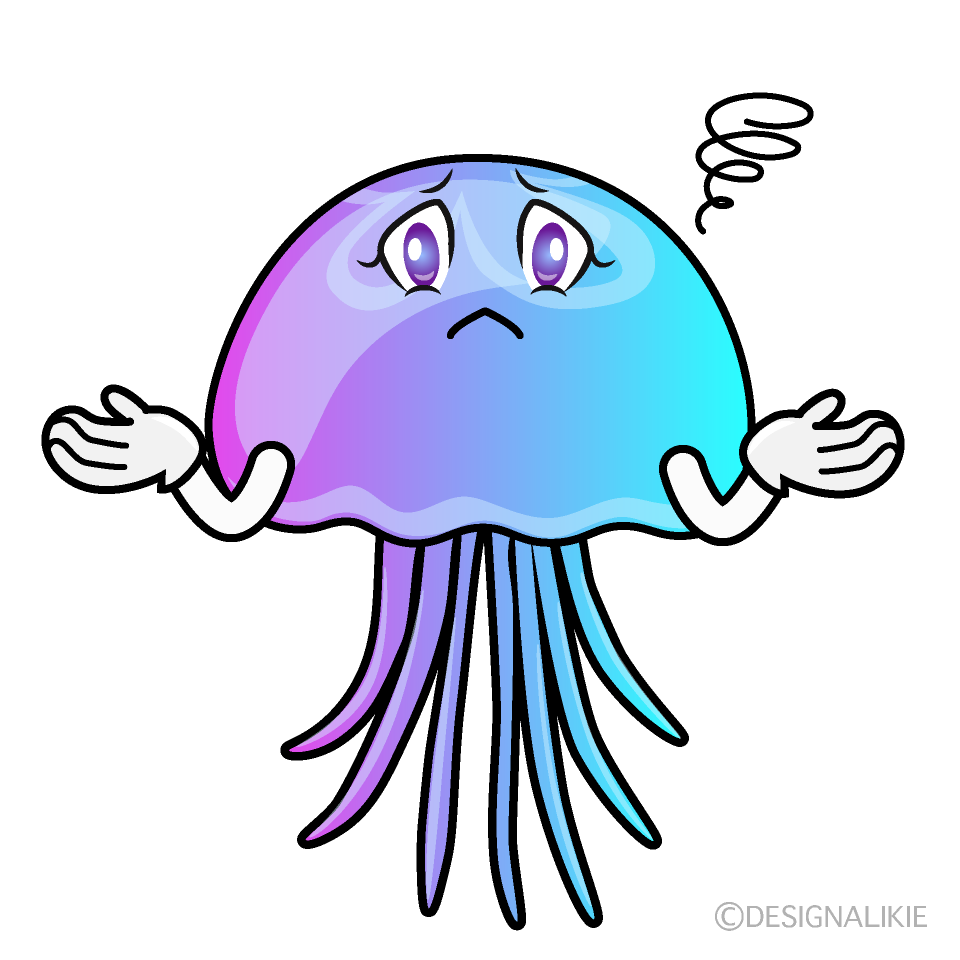 Troubled Pastel Jellyfish Cartoon Character Image