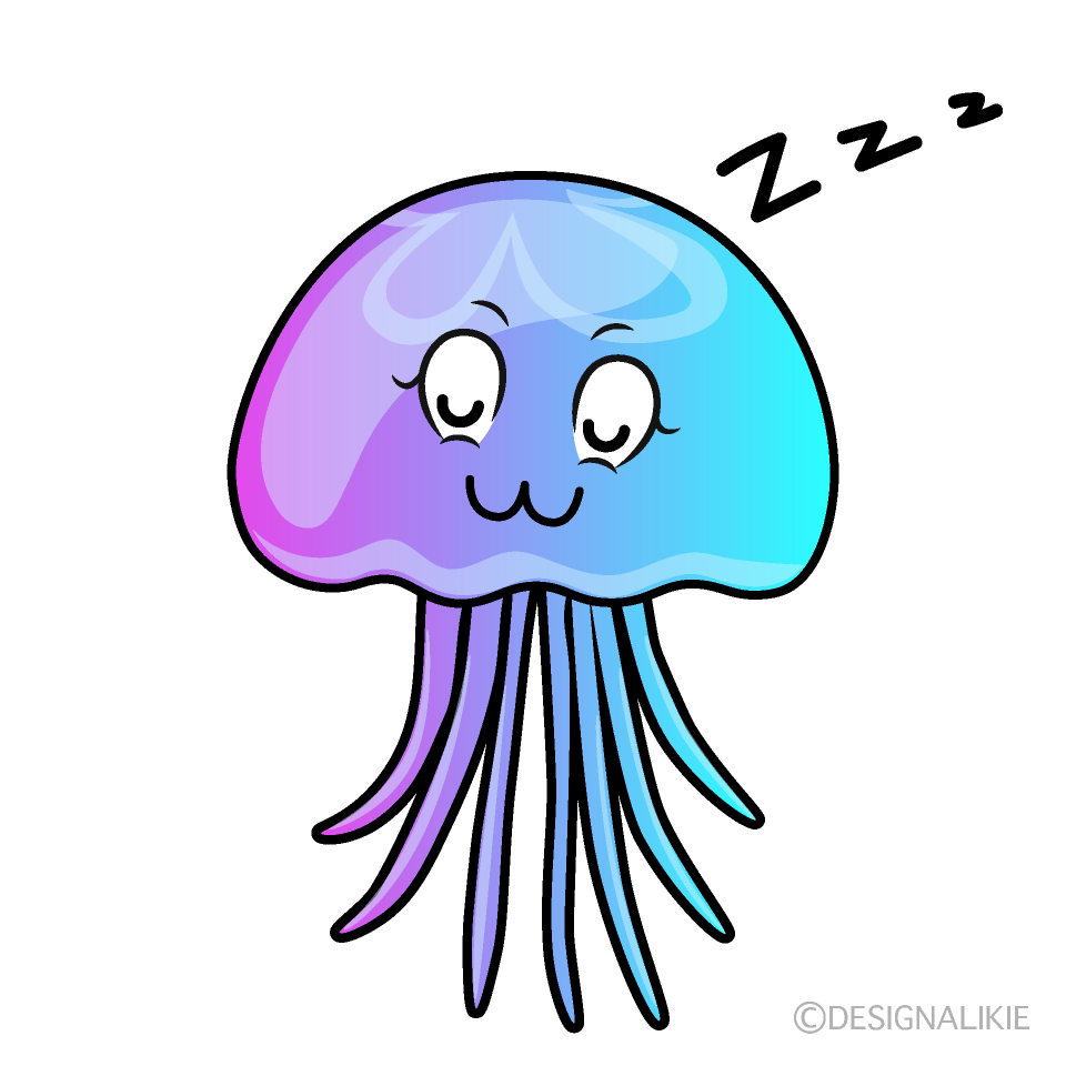 Sleeping Pastel Jellyfish Cartoon Character Image