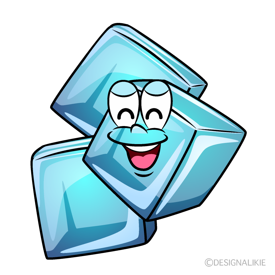 Smiling Ice Cube Cartoon Character Image