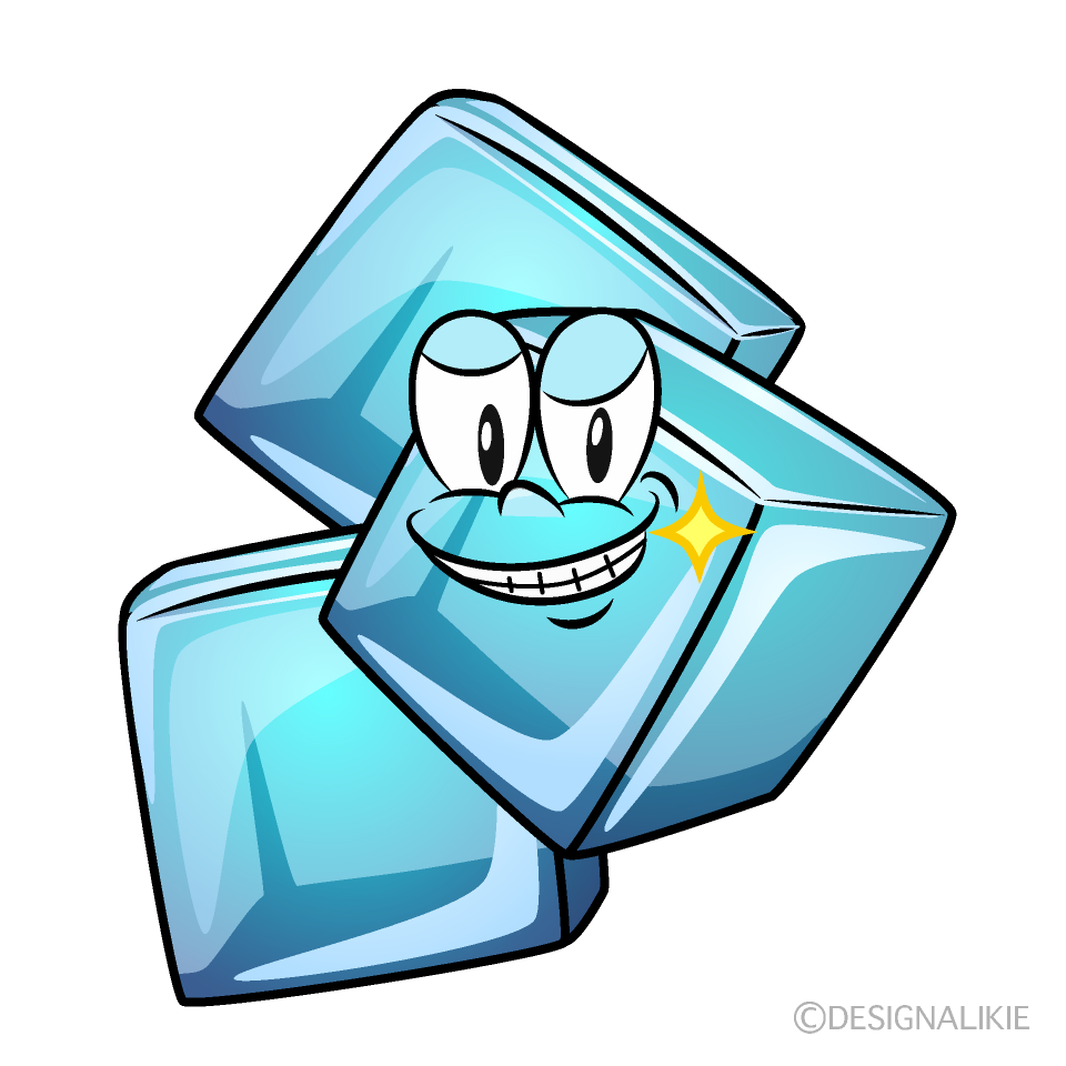 Grinning Ice Cube Cartoon Character Image