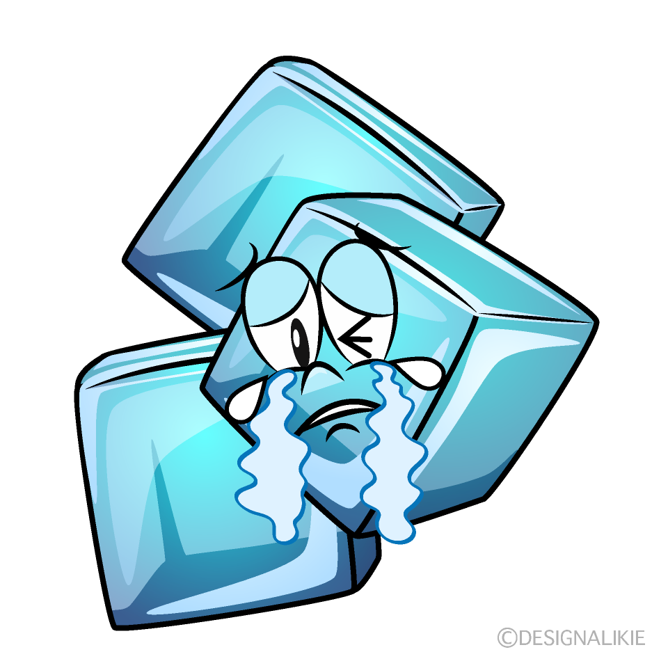 Crying Ice Cube Cartoon Character Image