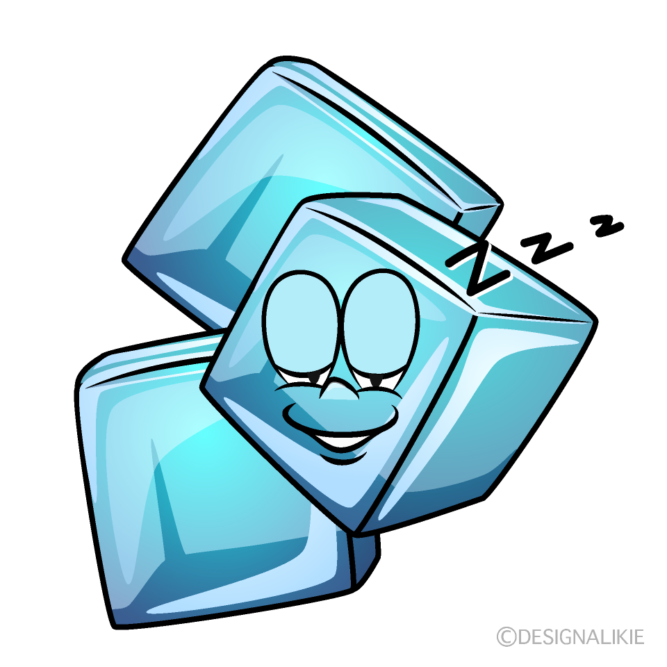 Sleeping Ice Cube Cartoon Character Image