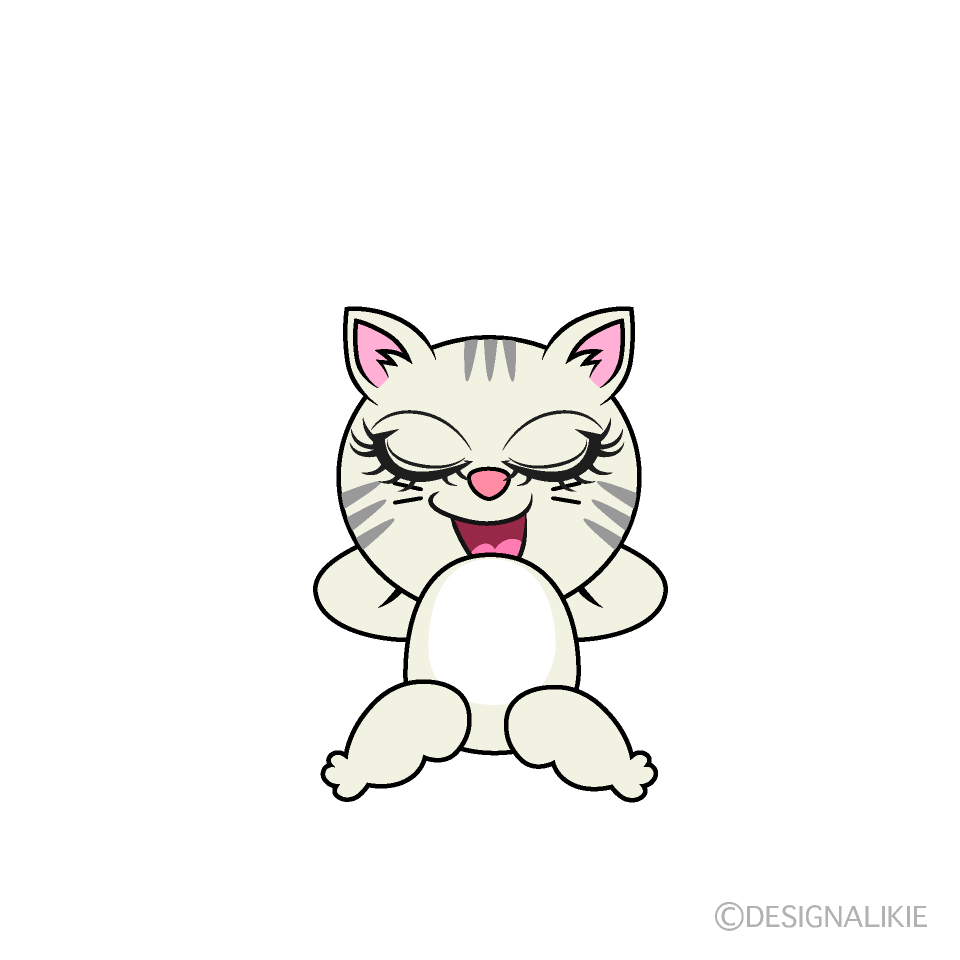 Free Relaxing Girl Cat Cartoon Image｜Charatoon