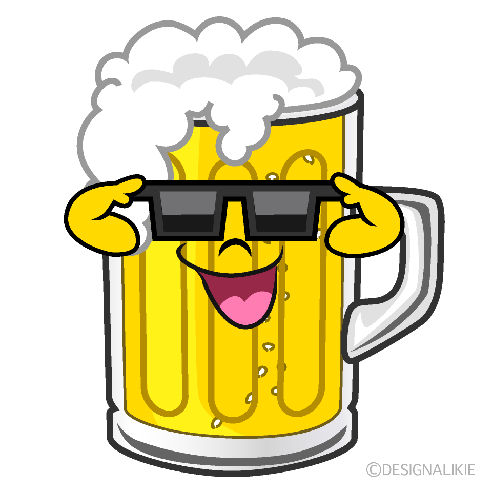 Free Beer with Sunglasses Cartoon Image｜Charatoon