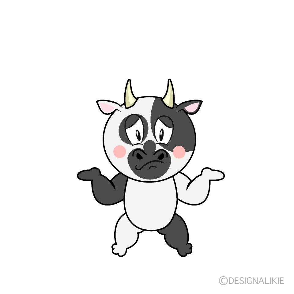Free Troubled Cow Cartoon Image｜Charatoon