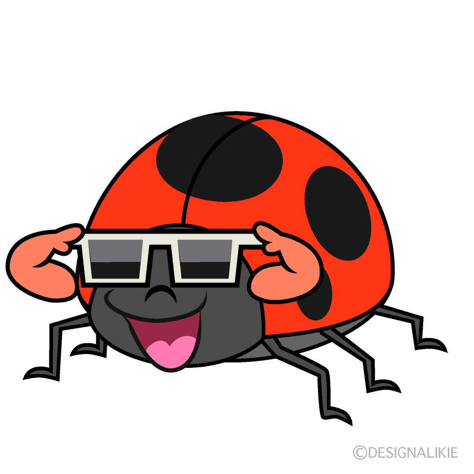 Free Ladybug with Sunglasses Cartoon Image｜Charatoon