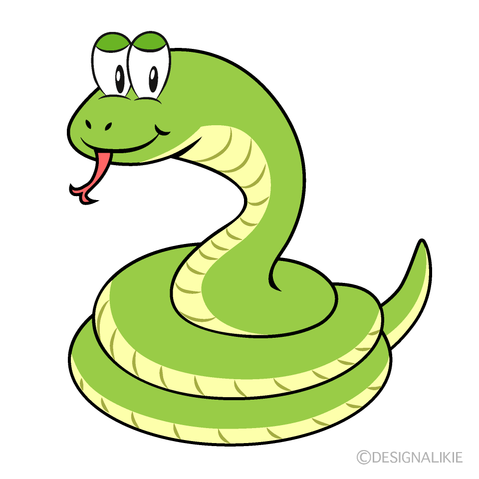 Serpente Cartoon-Green Snake Cartoon-2-Vector Poster
