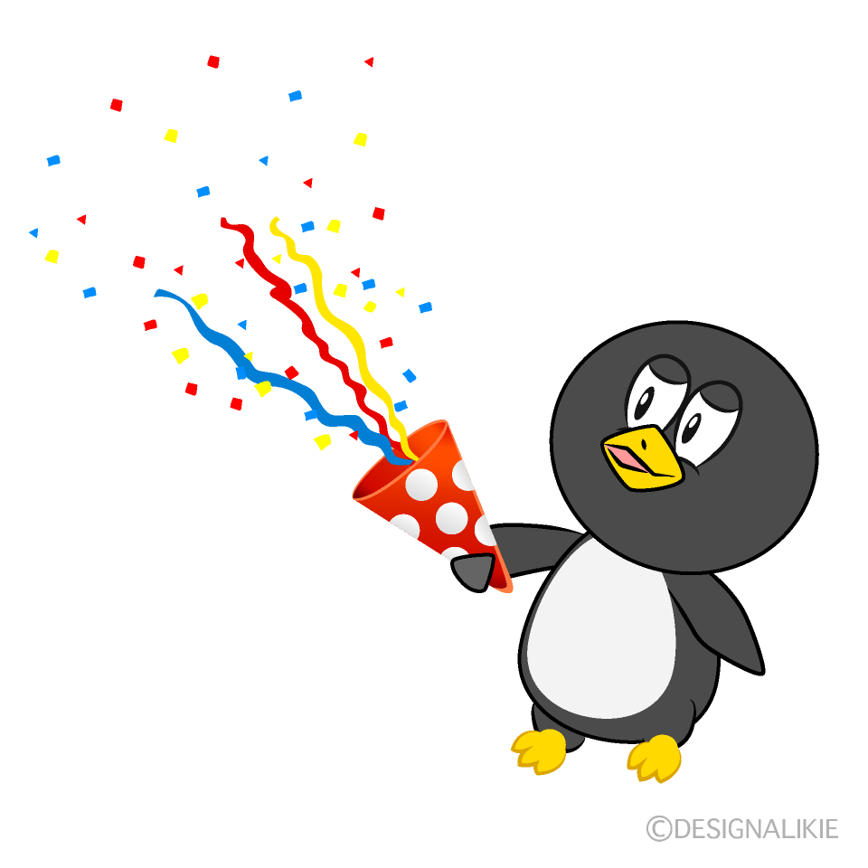 Free Celebrating Penguin Cartoon Image｜Charatoon