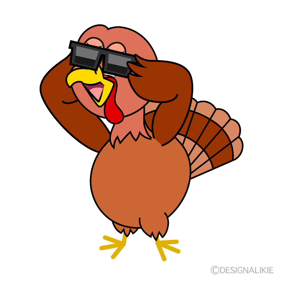 Free Turkey with Sunglasses Cartoon Image｜Charatoon