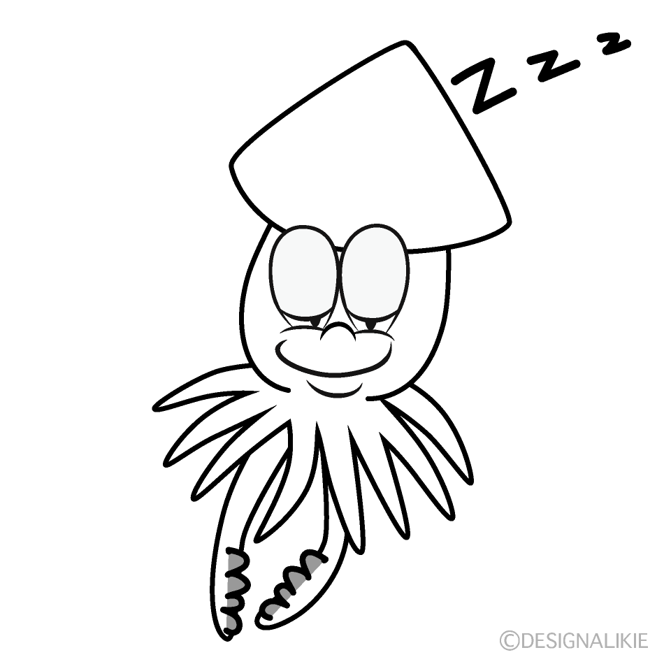 Free Sleeping Squid Cartoon Image｜Charatoon