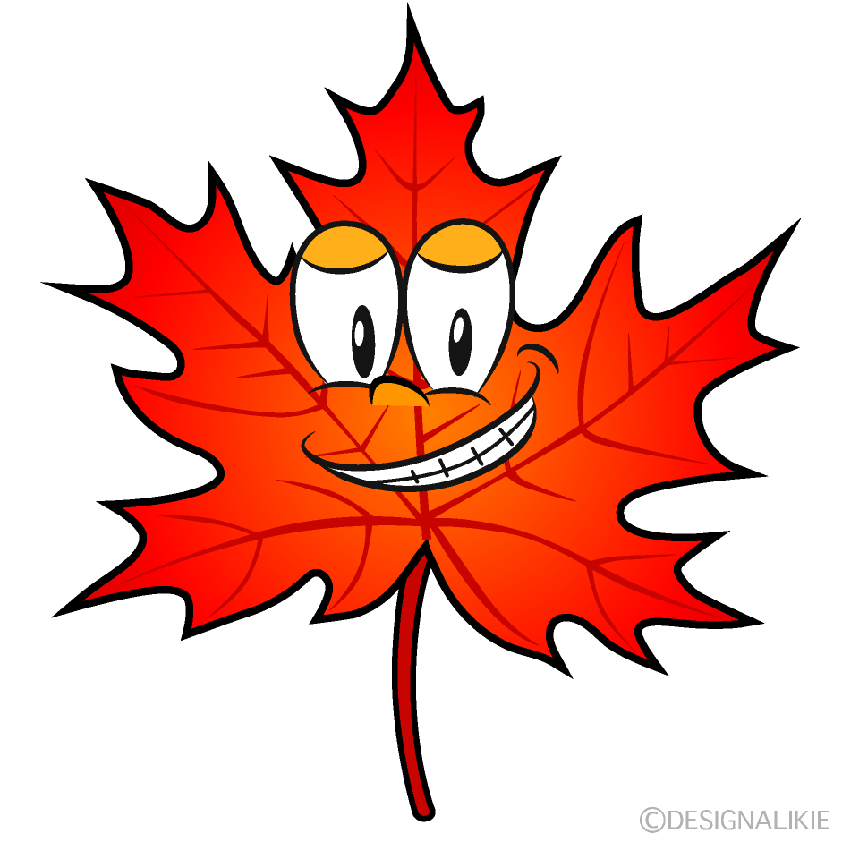 Free Grinning Fall Leaves Cartoon Image｜Charatoon