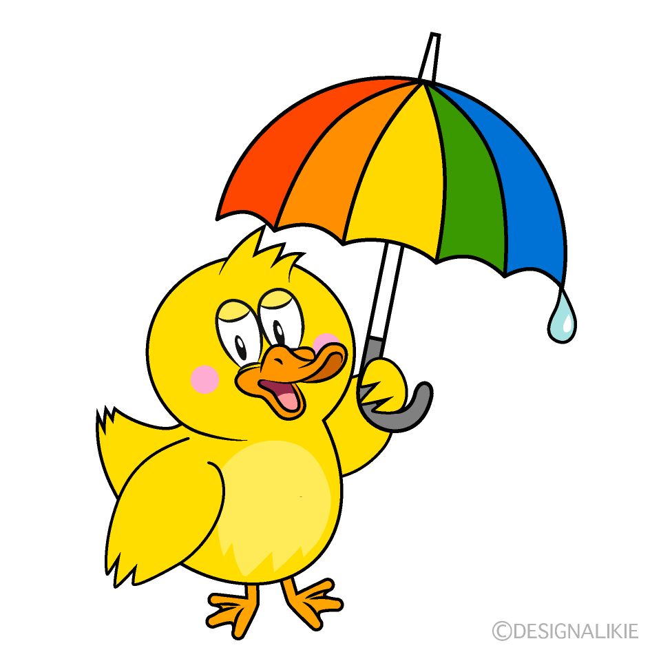 Free Duck with Umbrella Cartoon Image｜Charatoon