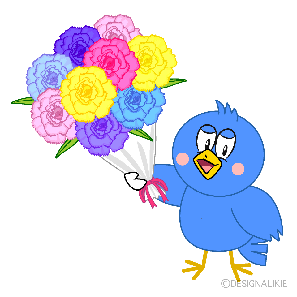 Blue Bird with Bouquet