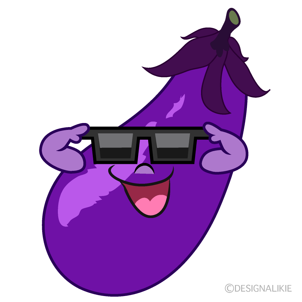 Free Cool Eggplant Cartoon Image｜Charatoon