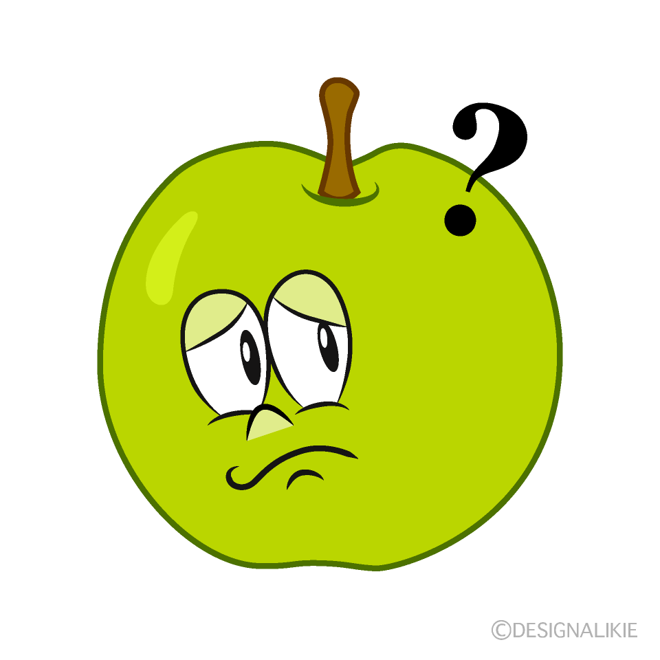 Free Thinking Green Apple Cartoon Image｜Charatoon