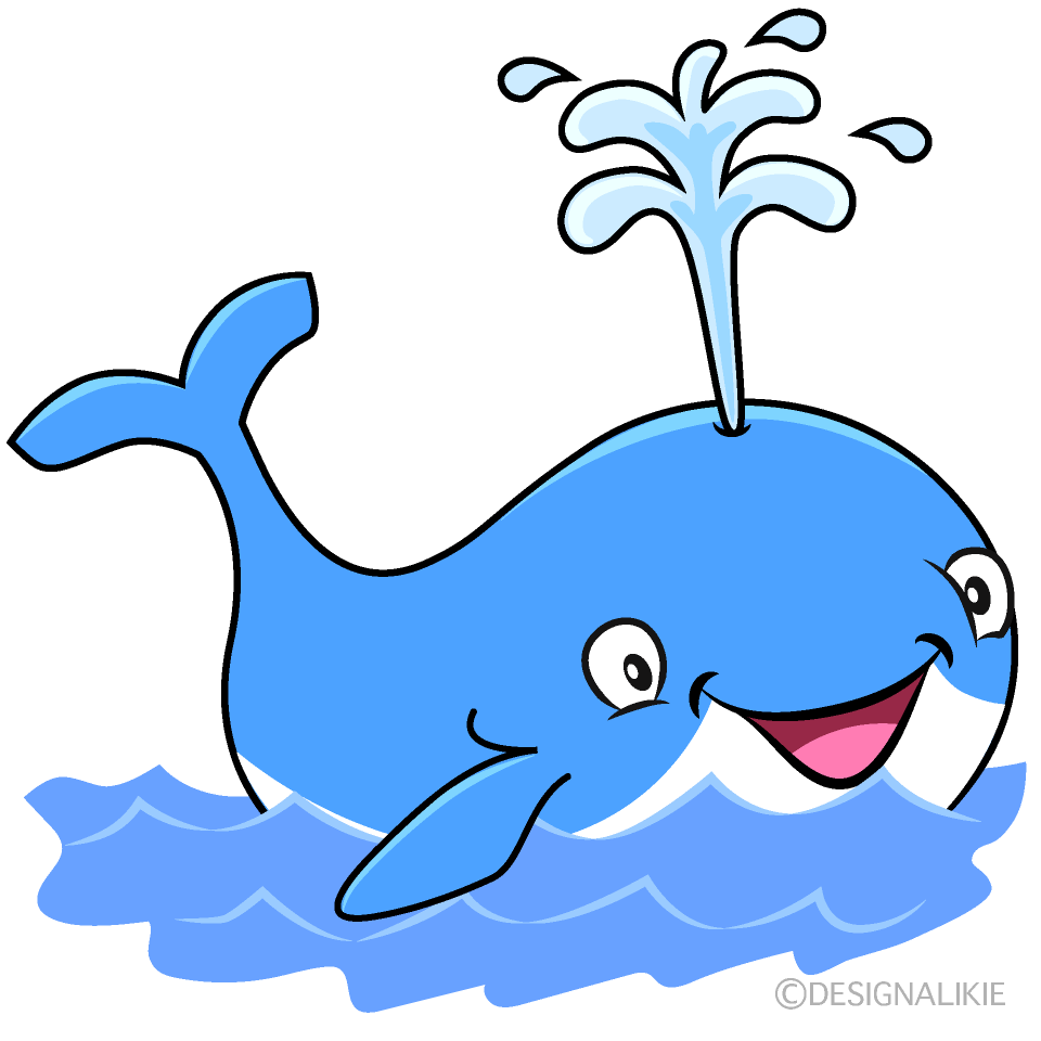Free Blue Whale in the Sea Cartoon Image｜Charatoon