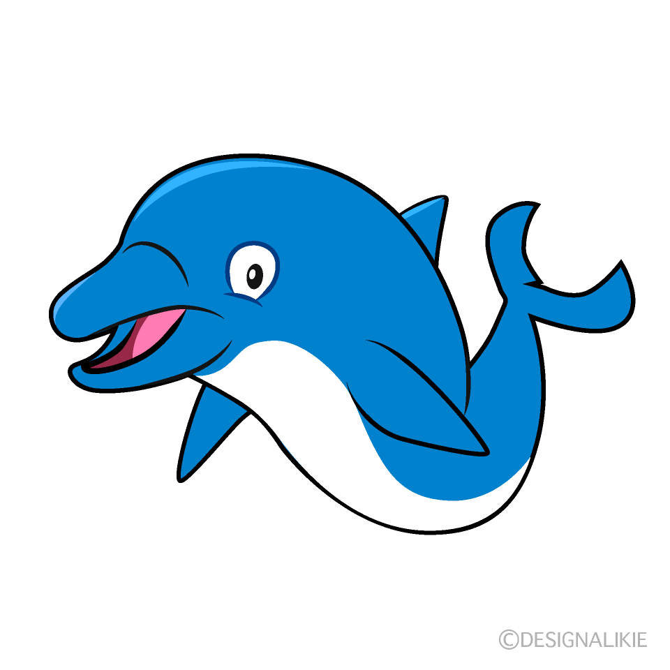 Free Swimming Blue Dolphin Cartoon Image｜Charatoon