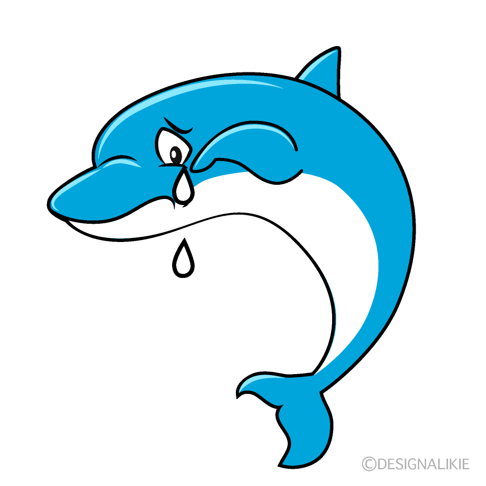 Free Blue Dolphin Troubled Cartoon Image Charatoon