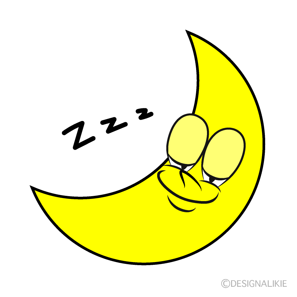 Free Sleeping Crescent Moon Cartoon Image｜Charatoon