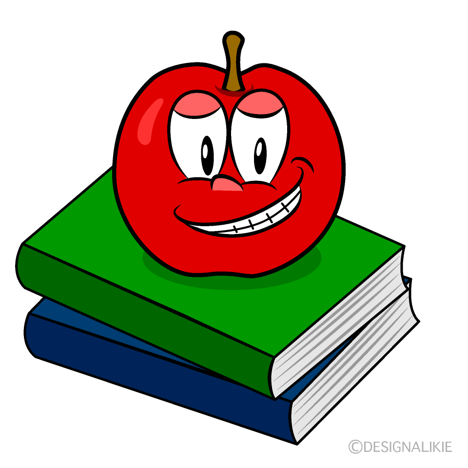 Grinning Apple and Book