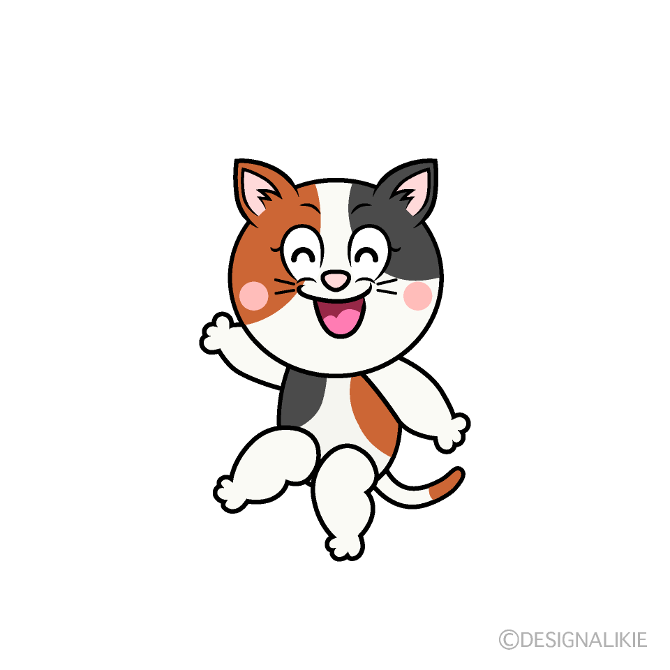 Smiling Calico Cat Cartoon Character Image