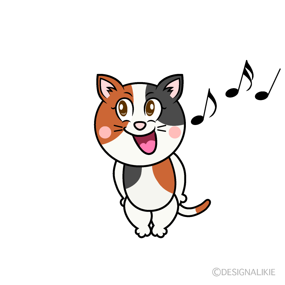 Singing Calico Cat Cartoon Character Image