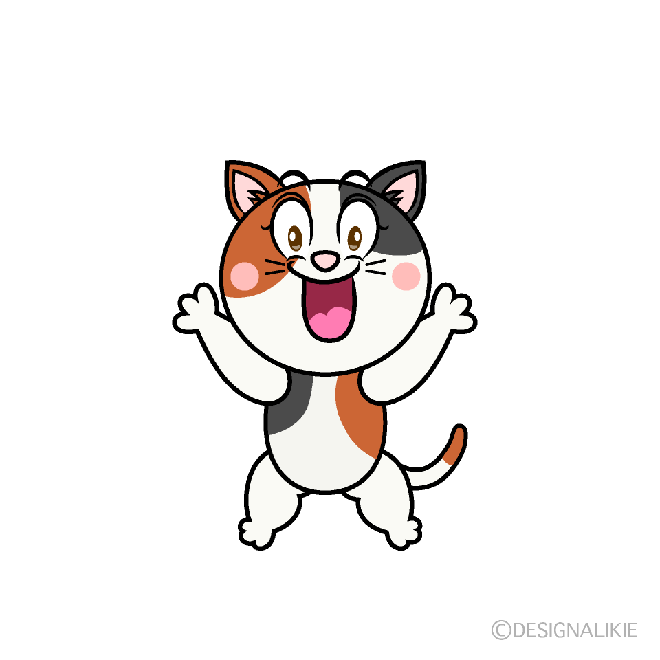 Surprising Calico Cat Cartoon Character Image