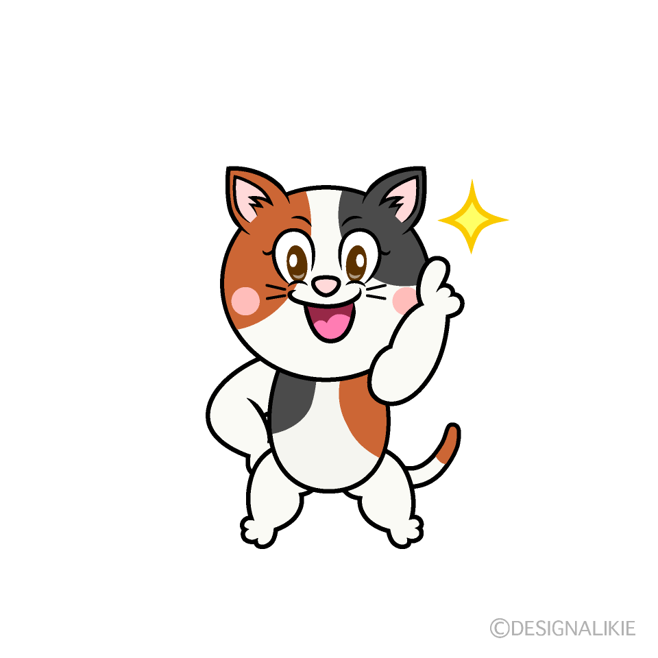 Posing Calico Cat Cartoon Character Image