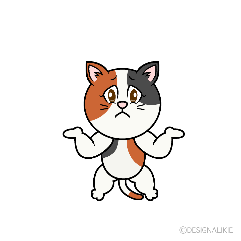 Troubled Calico Cat Cartoon Character Image