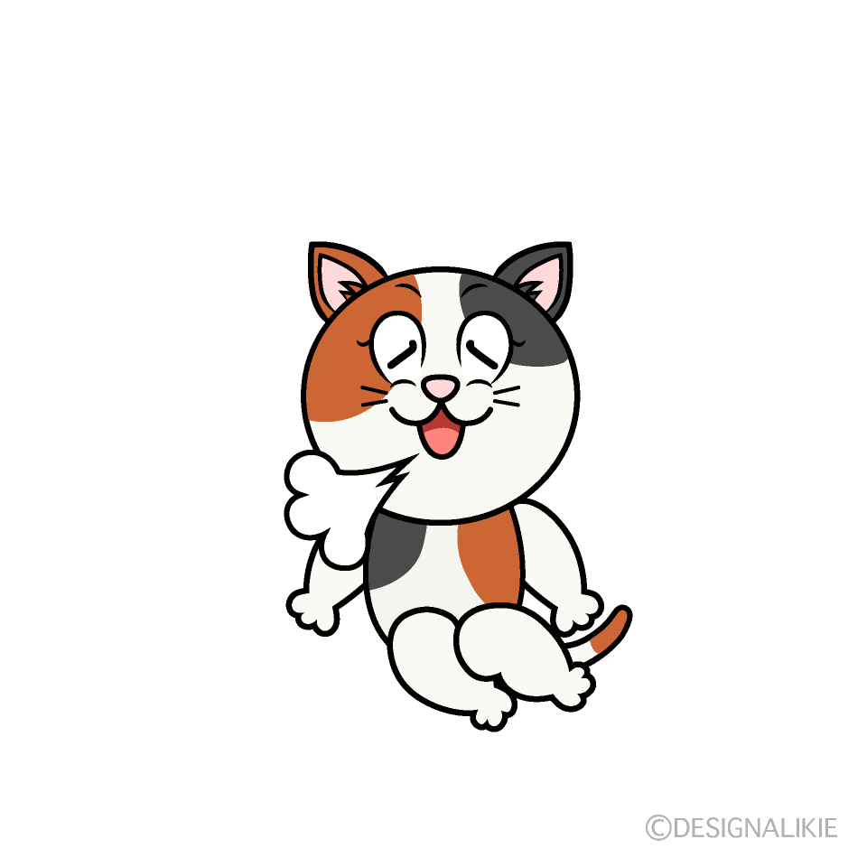 Relaxing Calico Cat Cartoon Character Image