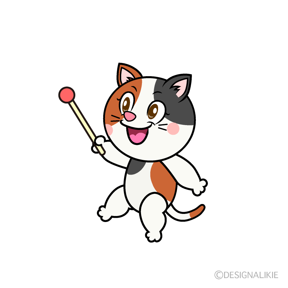 Speaking Calico Cat Cartoon Character Image